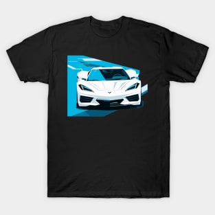 C8 Corvette Racing White sportscar retro design vintage style supercar Classic car vibes with a white C8 Corvette Retro flair for C8 Corvette enthusiasts T-Shirt